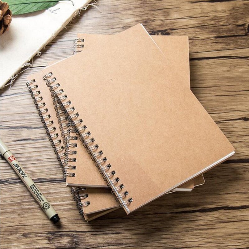 DSTELIN Soft Cover Spiral Notebook Journal, Coofficer Blank Sketch Book Pad, Wirebound Memo Notepads Diary Notebook Planner with Unlined Paper, 100 Pages/ 50 Sheets, 7.5 "x 5.1" (Brown) - Image 3